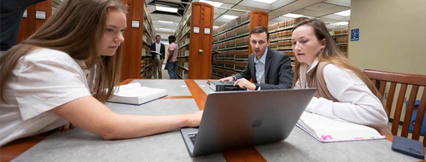 Students study together in the Barco Law Library.