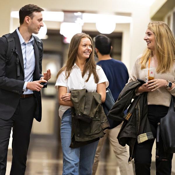 Law students share a discussion.